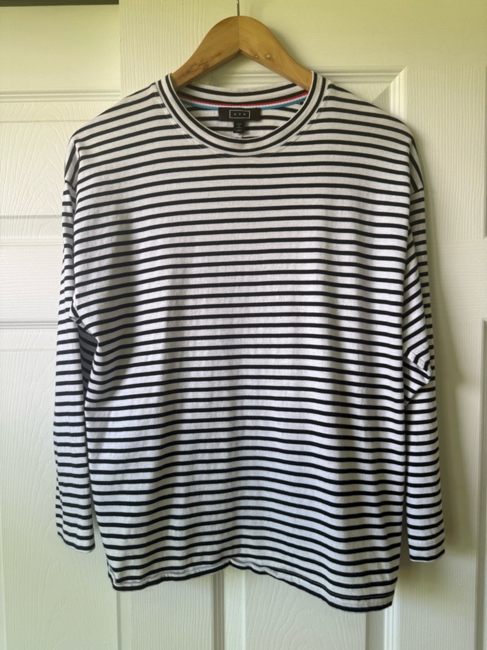 AYR Black & White Striped Long-Sleeve Crewneck